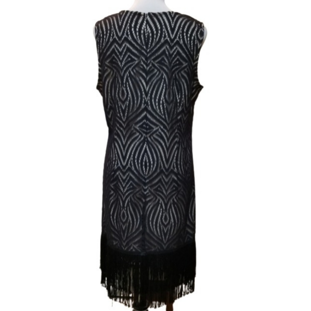 🆕️⬇️🎉HOST PICK🎉 Julia Jordan Black Fringed Hem Lace Shift Dress - Picture 6 of 9
